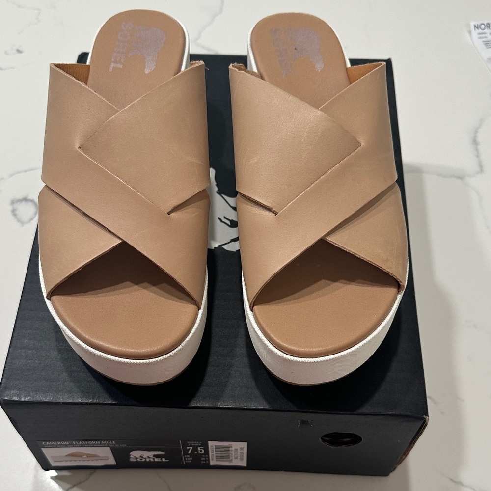 Sorel Women's Brown Cross-Strap Mules